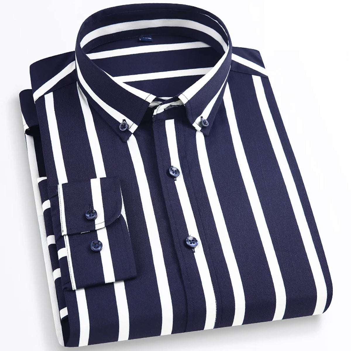 Men Cotton Practical Pocket Stripe Short Sleeve Casual Shirts