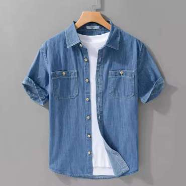 Casual Button-Down Cotton Short Sleeve Shirt