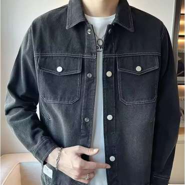 Men's Light Gray Color Casual Denim Shirt