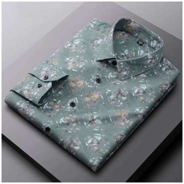 Colourful Print Chest Pocket Cotton  Shirt For Men